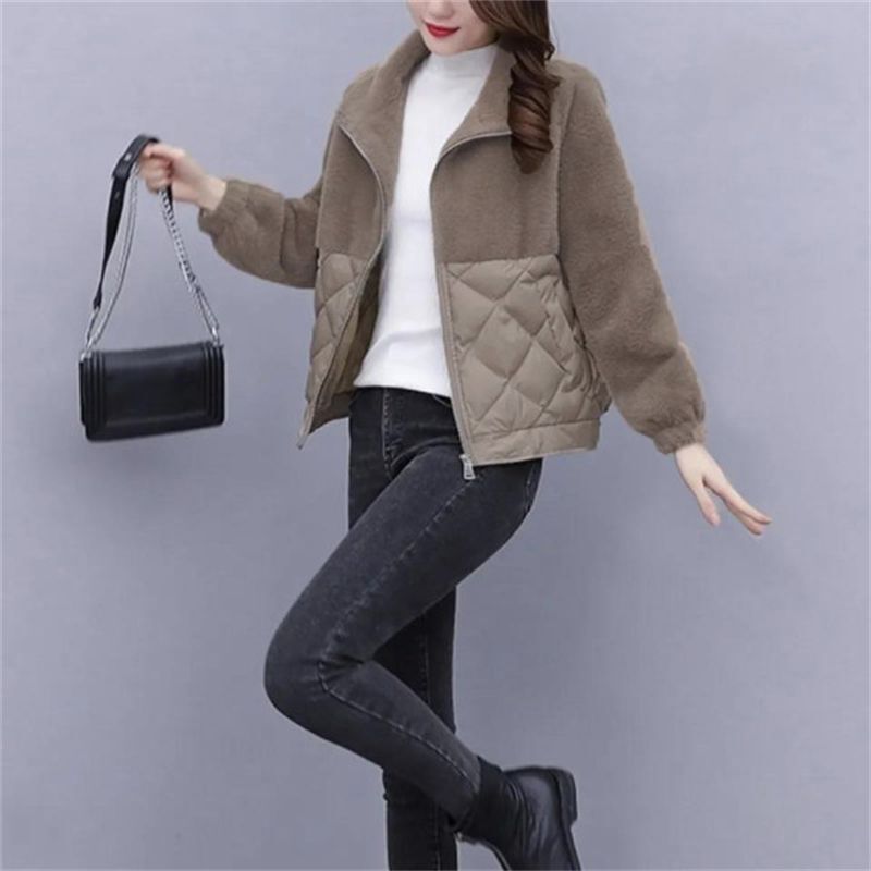 Thickened Cotton-Padded Jacket Women's Short Outwear 2025 Winter New Loose Small Lamb Fur One-Piece down Cotton Outwear