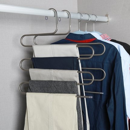 多層のマジックの服はズボンを掛けてステンレスのs型のズボンを掛けて多機能のステンレスの滑り止めの男女のズボンを掛けて卸売りします。|undefined