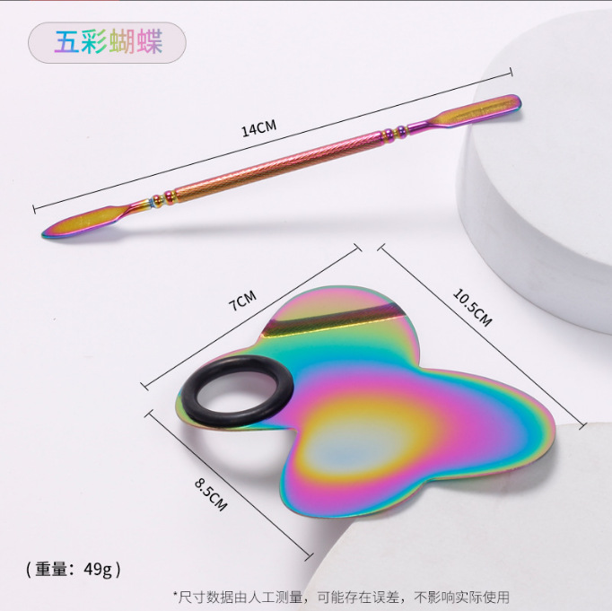 Nuevas paletas de maquillaje de uñas de acero inoxidable transfronterizas paleta de color brillante con varillas de color amor en forma de mariposa