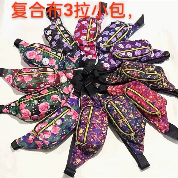Wholesale of single-shoulder crossbody bags from manufacturer, women's composite fabric waist bag, zippered fashion casual bag, advertising gift with printed logo