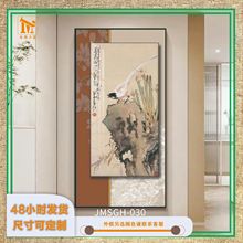 新中式挂式山水风景画玄关装饰画楼梯走廊过道壁画大气客厅挂画