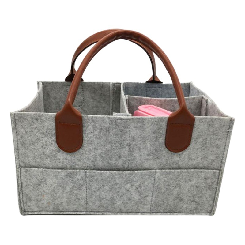 Bolsa de pañales de fieltro caliente transfronteriza conveniente bolsa de almacenamiento de suministros maternos e infantiles simple momia bolsa de fieltro de pañales portátil