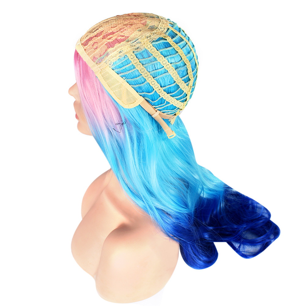 Synthetic wig Women's long with three color gradient synthetic fiber wig and a new large wave fluffy curly hair_voghion.com