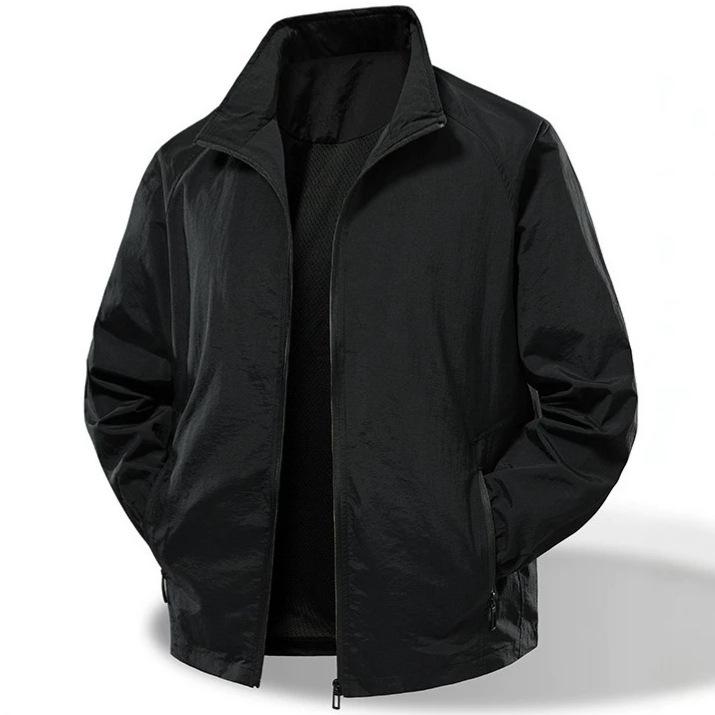 Jacket with Custom Logo, Elastic Waterproof Outdoor Jacket, Stand-Up Collar Jacket, Men's Nylon Windbreaker Jacket, Men's Autumn and Spring Jacket