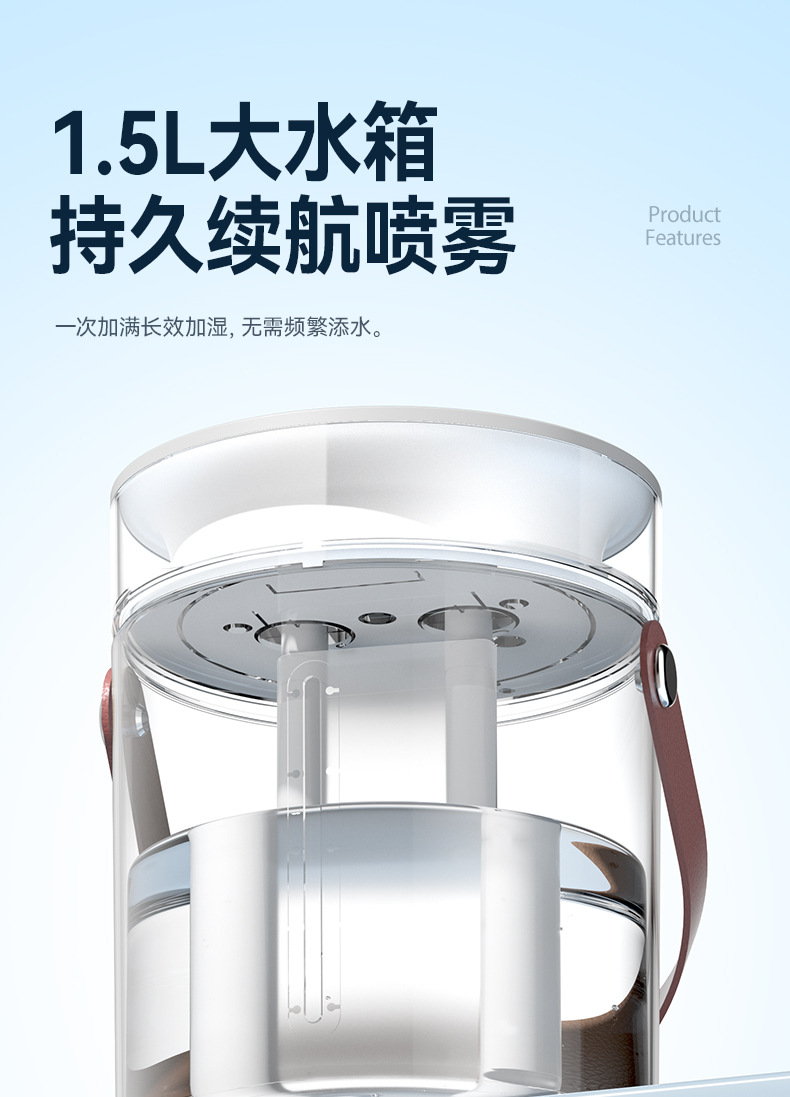 跨境新款数显双喷雾加湿器 七彩氛围灯桌面家用办公室小型加湿机