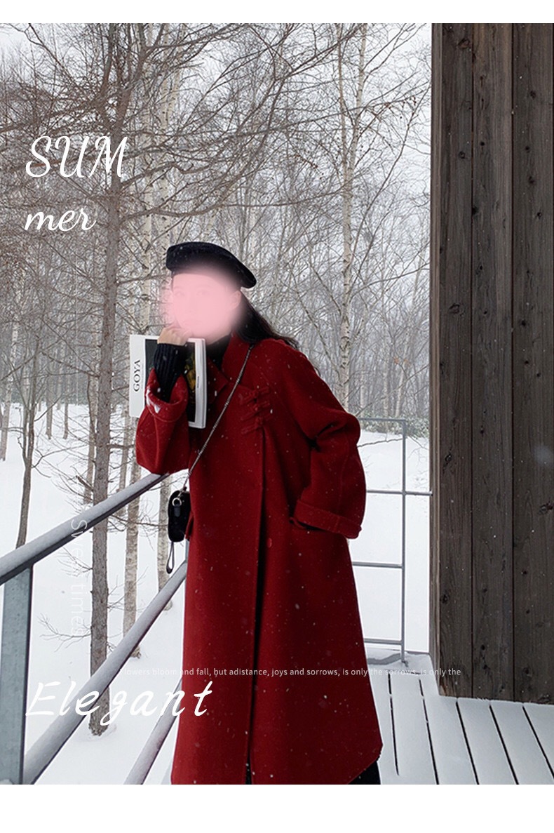 Women's Woolen Coat - Elegant Buttoned Autumn And Winter Overcoat_voghion.com