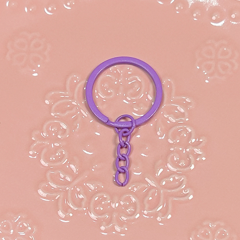 カラフルな 30 ミリメートルキーホルダーハンギング 4 セクションチェーンフラットリングフラットリングチェーン diy ジュエリー人形人形キーホルダーアクセサリー|undefined