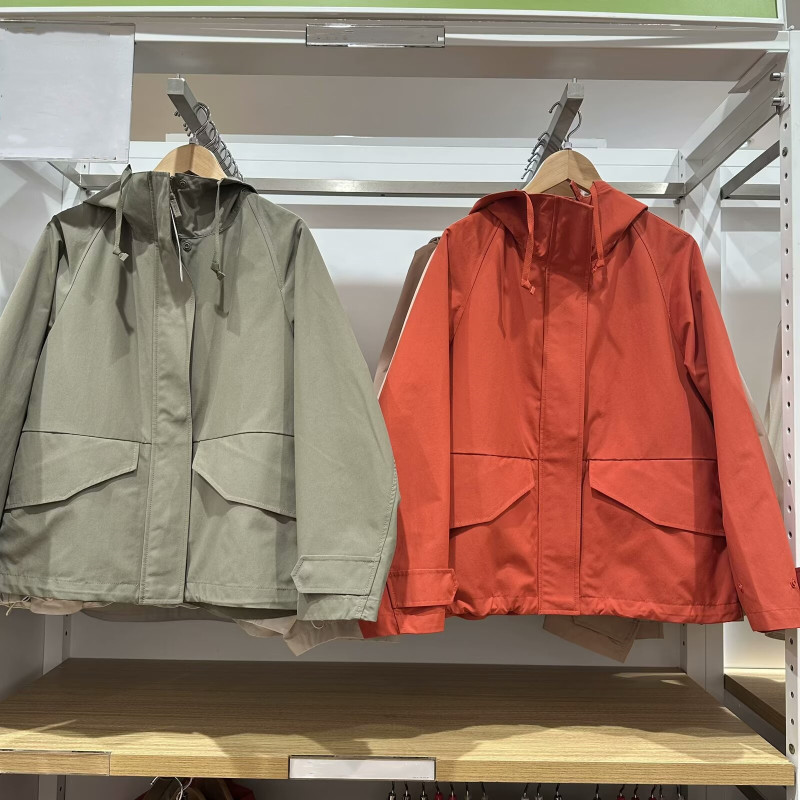 Japanese single spring and autumn women's casual hooded coat durable waterproof jacket short short short top women's 474177