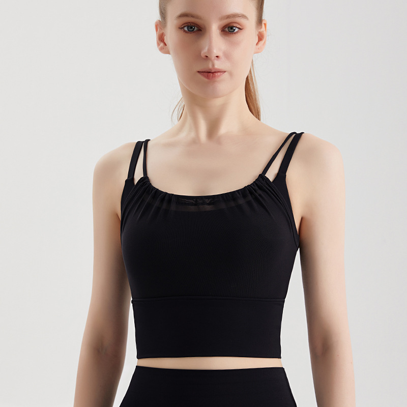 Wiman fitness ropa interior femenina antichoque taza fija frente plegado malla chaleco de yoga de alta resistencia