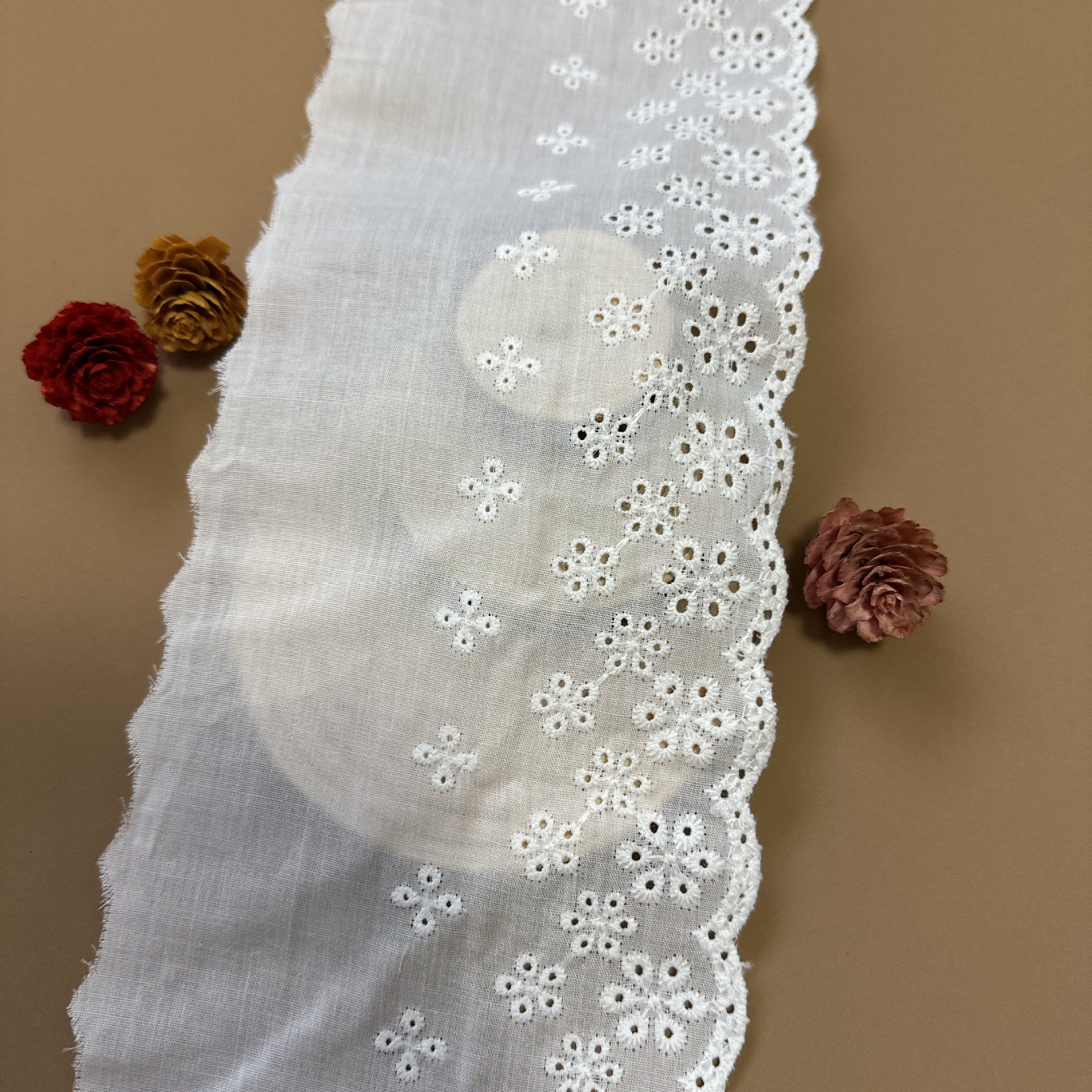 도매 12cm 레이스 트림, 속이 빈 밀크 실크 자수 아동복 면 레이스, 의류 부자재, 스커트 밑단, 핸드메이드 DIY