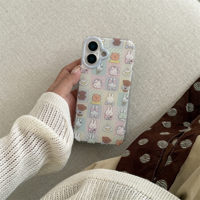 宫格拼接甜品小熊兔子适用iPhone16苹果15ProMax/14/13手机壳小众|undefined