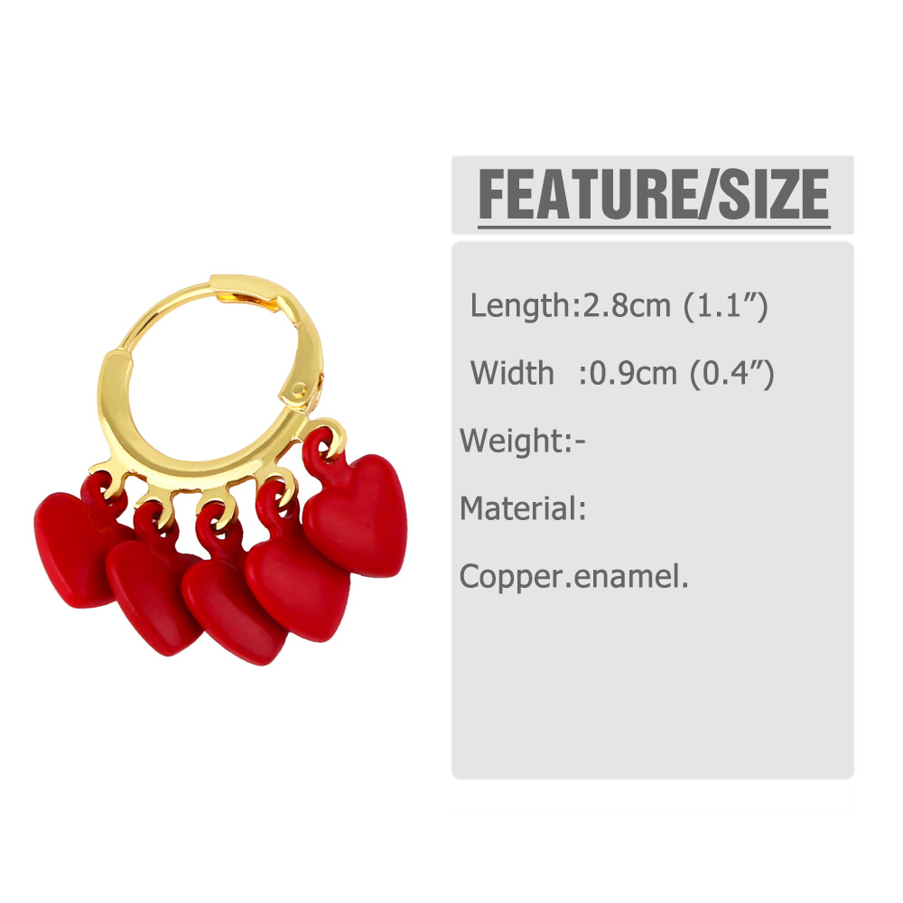 Heart Tassel Earrings European And American Copper Ear Buckle Female Simple Short Earrings display picture 1