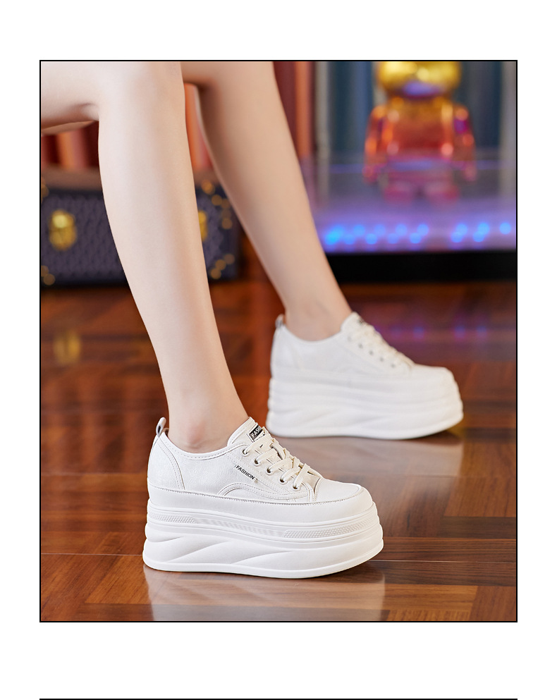 Giày sneaker nữ đế dày độn cao bên trong phong cách bánh xốp — Màu be chi tiết 14