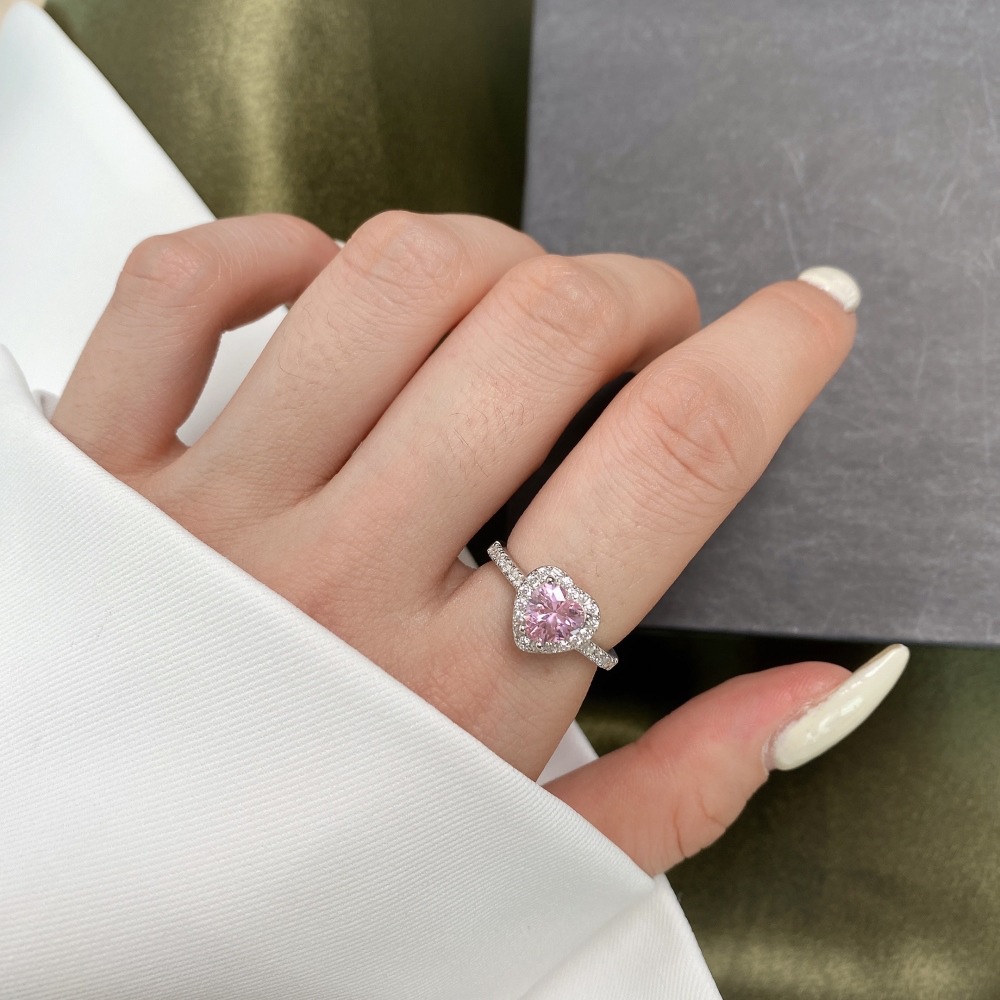 3g Weight Zircon Inlay Material Rings Classification 5, 9 Ring Size 1 Piece Quantity Daily Occasion 925 Sterling Silver Material Heart Shape Pattern 2025 Spring and Summer Season Women's Gender Plating Design Sweet Style 925 Sterling Silver Zircon Heart Shape Rings 925 Sterling Silver Rings 30