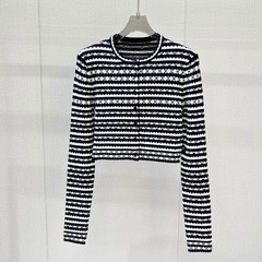 南油轻奢风25新款圆领针织开衫驴家经典撞色时髦百搭气质名媛上衣