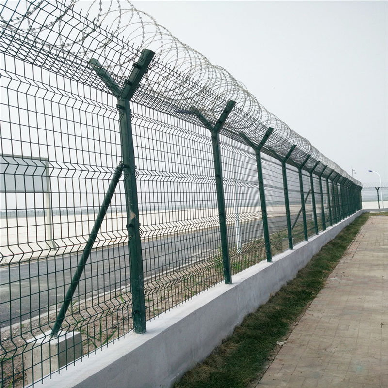 高速公路双边丝护栏网监狱看守所机场围界防攀爬Y型柱刀片刺绳网