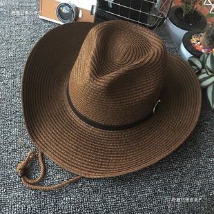 Cowboy Hat Men's Spanish Straw Hat Women's Summer Travel Sun Protection Large Brim Sun Hat Foldableable Woven Beach Hat