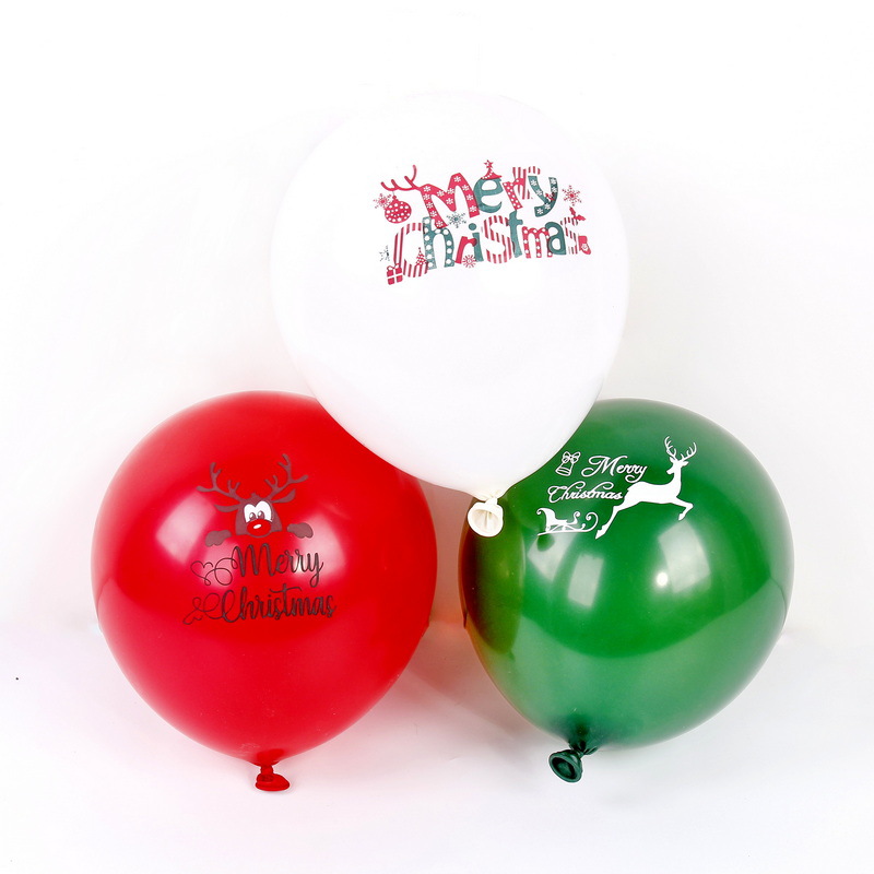 Decoración de Navidad suministros 12 pulgadas globo de látex Festival tema Fiesta rojo y verde impreso globo de látex al por mayor