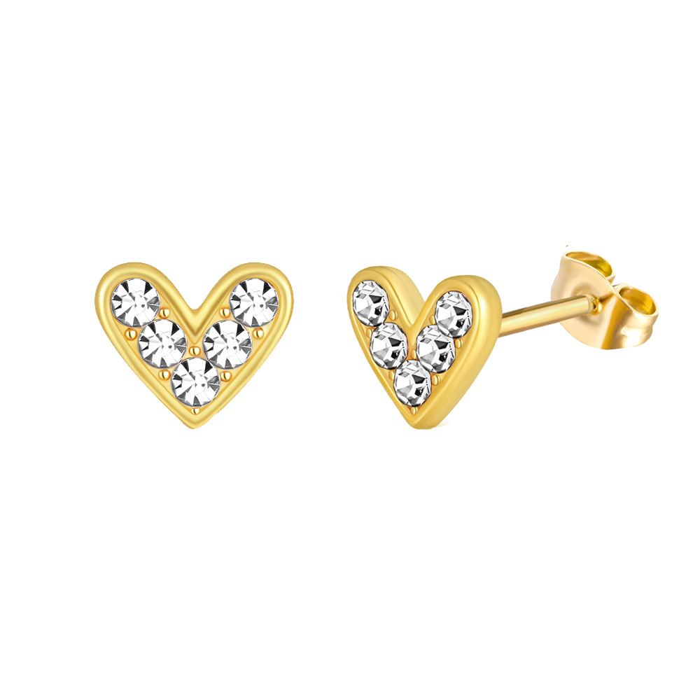 Women's Gender 1 Pair Elegant Heart Shape Inlay Titanium Steel Zircon Ear Studs