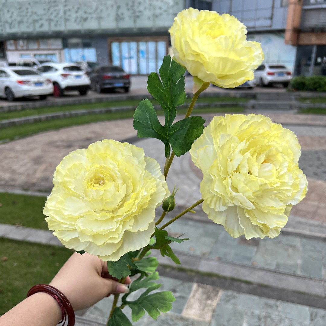Nueva fábrica de flores artificiales de la boda amarillo leche amarillo limón amarillo fresco al aire libre Salón de la boda decoración flor falsa al por mayor