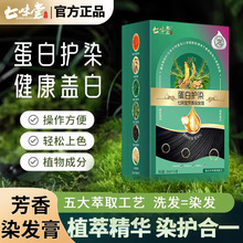 七味堂蛋白护染膏染发剂植物萃取可盖白发不易掉色染发膏泡泡染