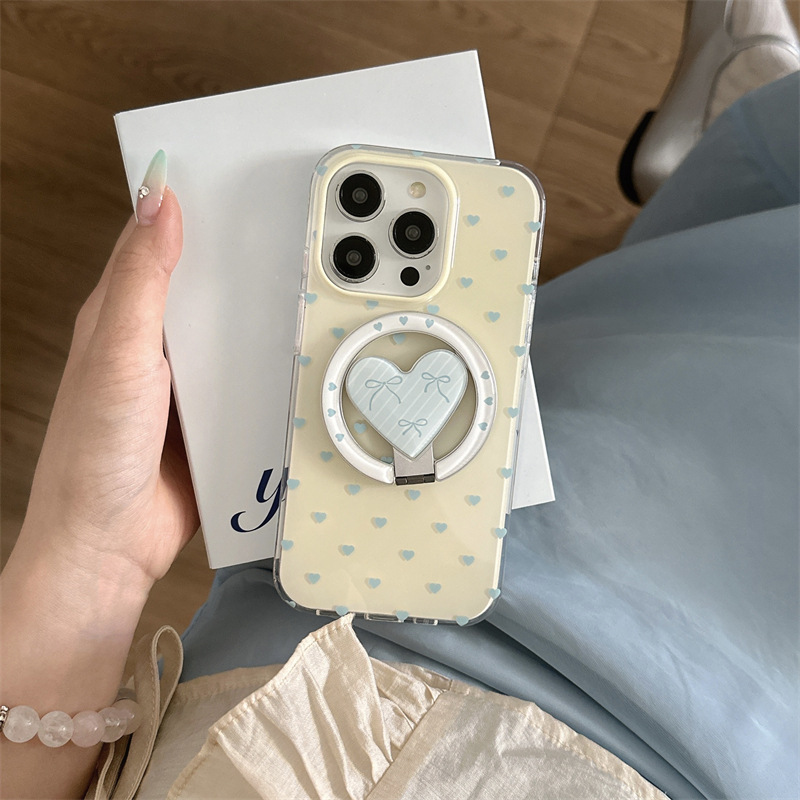 カスタード ジェントル ブルー ラブ マグネット スタンド iPhone16Promax Apple 15 携帯電話ケース 14 女性 13 に適しています|undefined