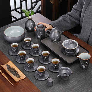 Lianzong Road with Rust Glaze Tea Set Gift Box Complete Set of Household Teapot Tea Set Tea Cup Business Gift