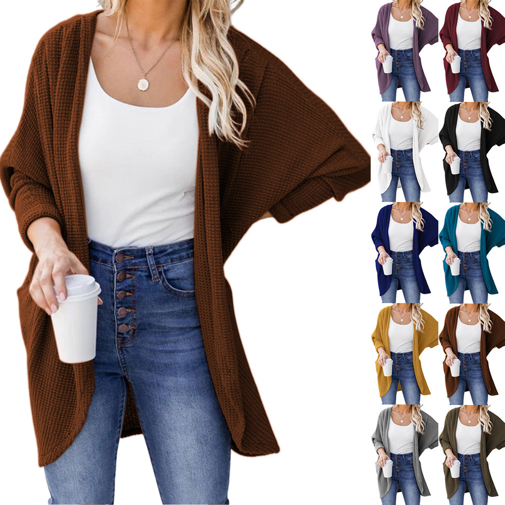Cross border 2022 Europe and America Women's wear Amazon Autumn and winter new pattern comfortable Home Solid Cardigan have more cash than can be accounted for Large coat