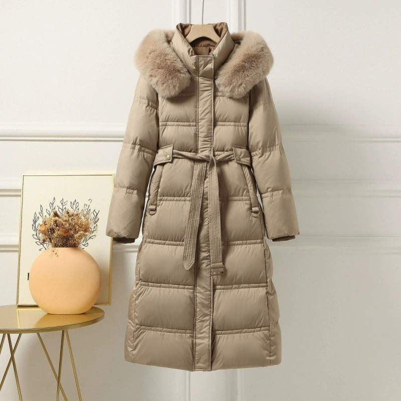 Длинный пуховик Velvet Elite, утиный пух, приталенный, корейский стиль, длина макси