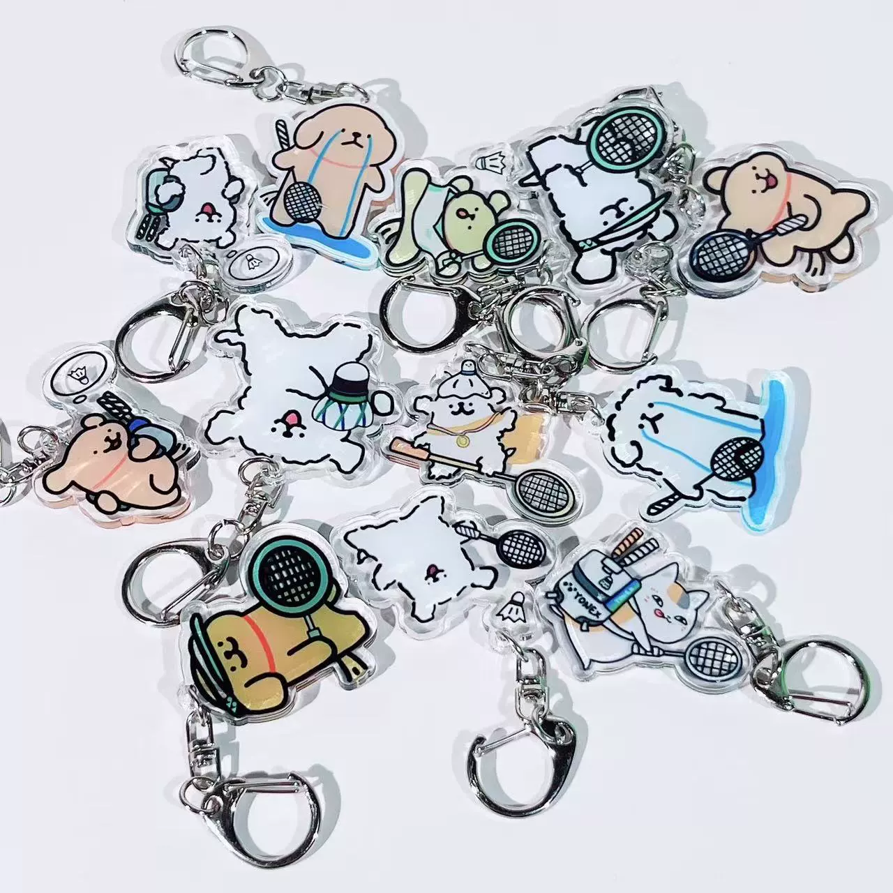 Мультяшные линии щенок для бадминтона брелок школьный рюкзак сумка подвеска для бадминтона