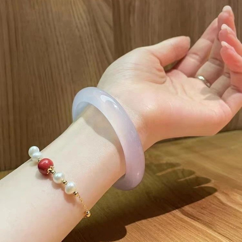 Violet Chalcedony Bracelet Women's Real Jade Thin Strip Fashion Girl Bracelet Diversity Delivery Single Bracelet