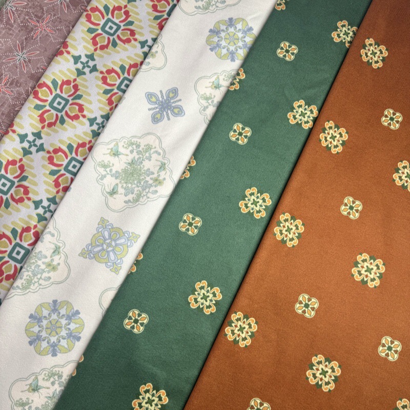 Chinese Style Tang Style Suede Printed Fabric Autumn and Winter Coat Cheongsam Cotton-padded Coat dress Clothing Hanfu Vest Fabric