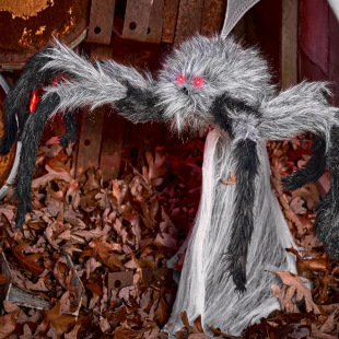 Halloween Bouncing Spider Led Light and Sound 31inch Telescopic Scary Venue Layout Atmosphere Creation Props