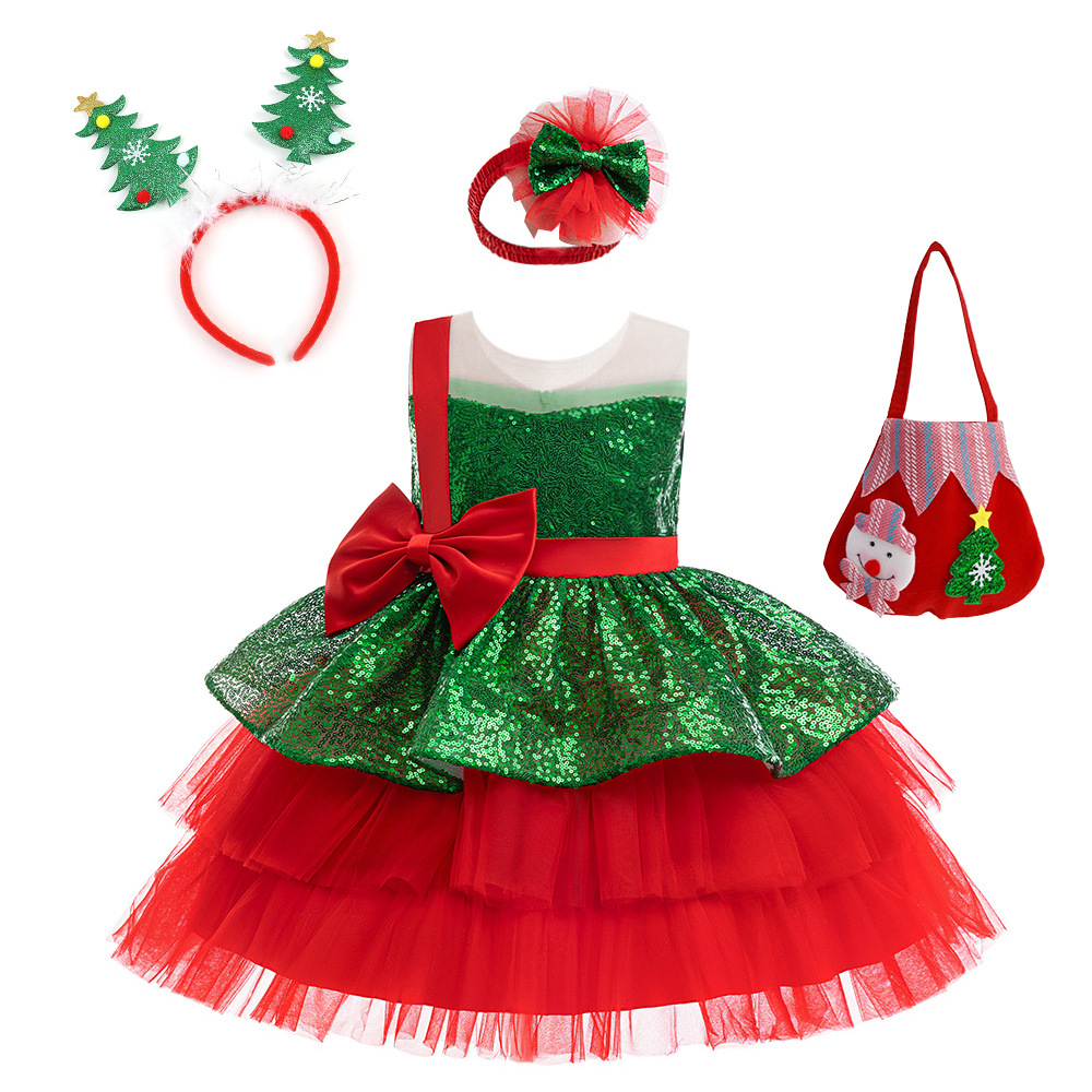 Europa y América vestidos de Navidad vestidos de niñas vestidos sin mangas vestidos de pañuelos vestidos de mallas vestidos de pastel vestidos de Navidad