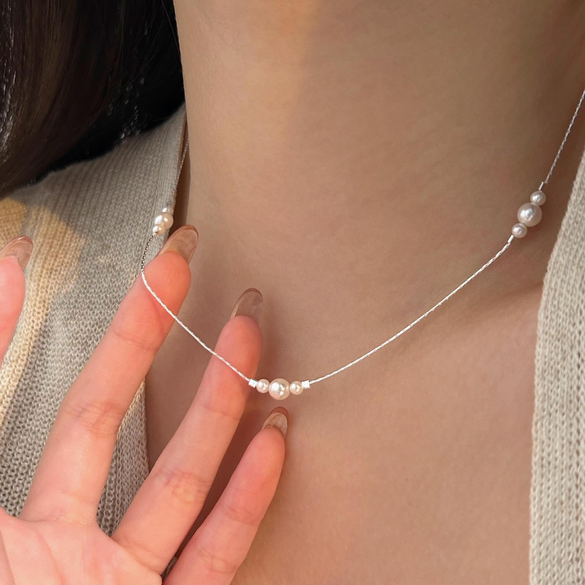 Necklace Classification 925 Sterling Silver Pearl Plating Geometric Necklace