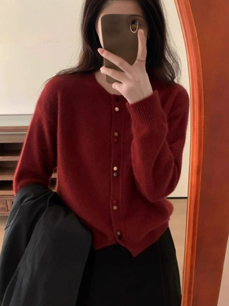 Áo cardigan nữ dáng dài tay dài, thiết kế nút trước, phong cách thời thượng — màu xám đậm