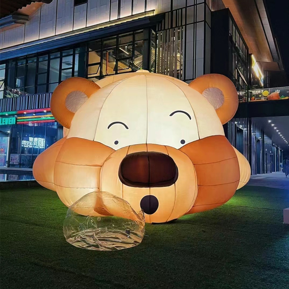 厂家供应充气卡通气模充气熊猫气模毛绒猫蜘蛛侠大黄鸭闭气pvc