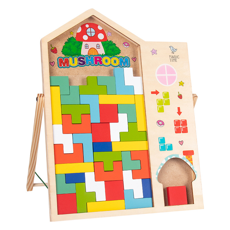 Educación temprana de rompecabezas para niños, juego de bloques de construcción de rompecabezas tridimensional multifuncional Tetris, juguetes educativos de educación temprana para bebés