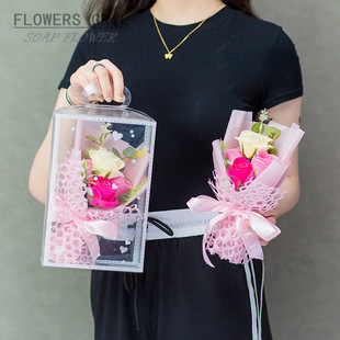 Creative Rose Bouquet, Handmade Transparent Gift Box, 38 Valentine's Day Gift, Souvenir, Hot Sale Can Be Filled with Lights
