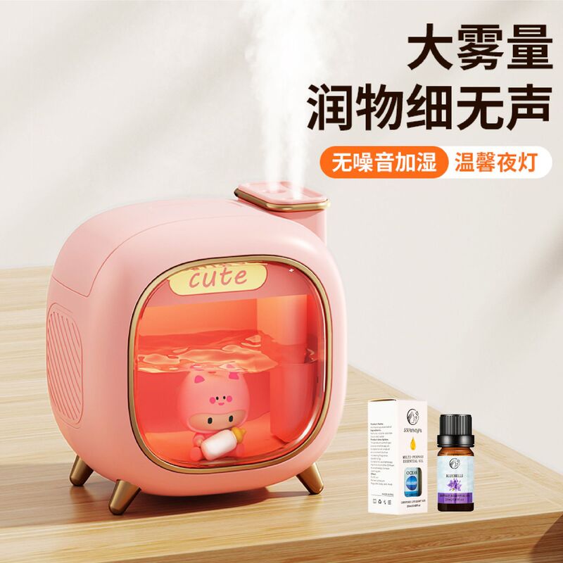 新型ミニusb双噴萌娃加湿器家庭用寝室夜灯香薫補水噴霧空気加湿器|undefined