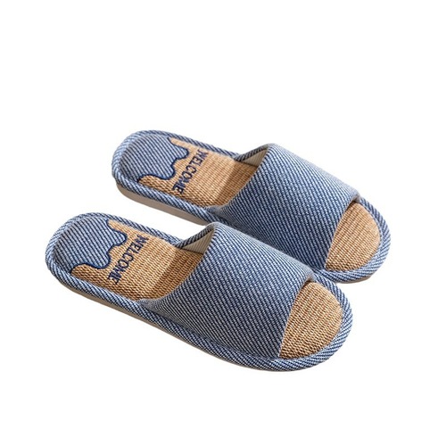 Linen Slippers for Women Spring and Summer New Couple Indoor Home Use Floor Slippers Quiet Anti-Slip Cool Slippers for Men Four Seasons