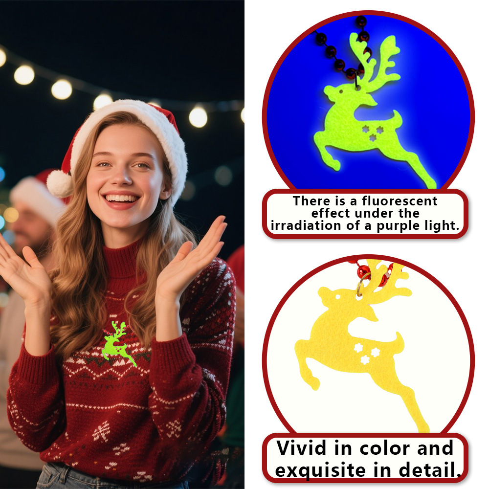 Collar decorativo fluorescente de Navidad, fiesta festiva para niños, accesorios fotográficos, colgante de copo de nieve de alce navideño