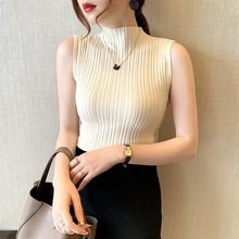 半高领针织背心女春夏外穿无袖短款修身气质内搭打底衫小吊带上衣