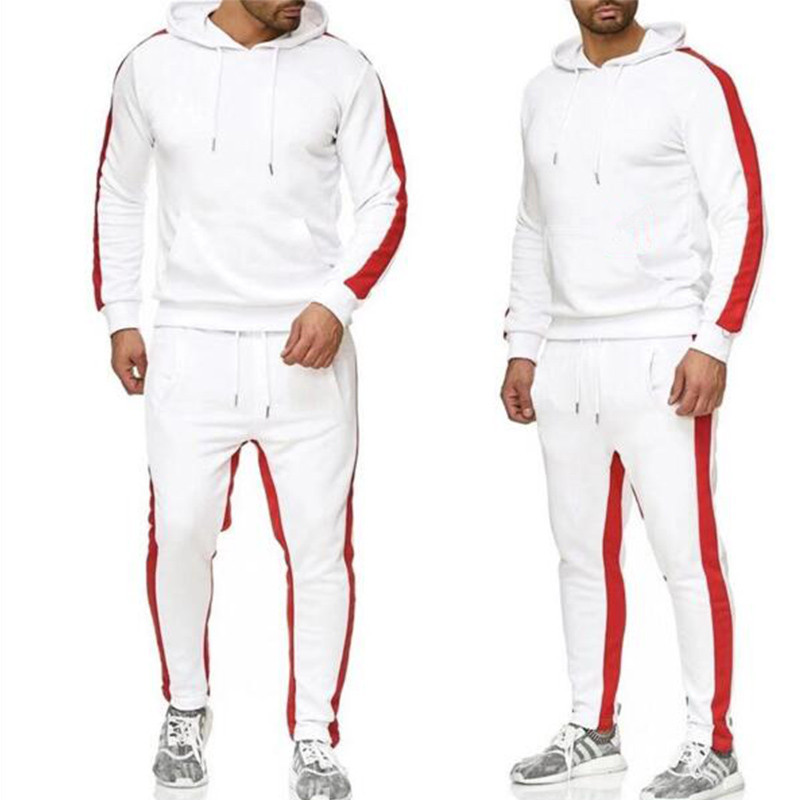 Set de două piese cu dungi noi pentru bărbați și femei, hanorac sport casual pentru bărbați_voghion.com