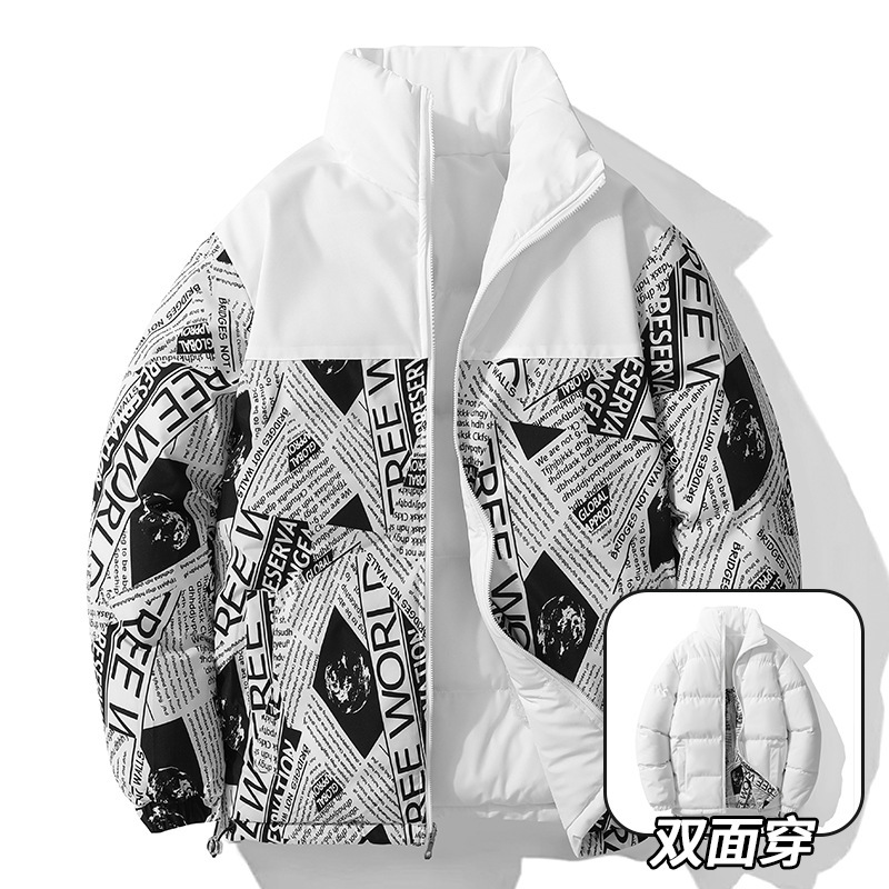 Hong Kong estilo de los hombres de doble cara usable engrosada hombres de algodón acolchado abrigo de invierno de la solapa caliente de algodón acolchado de la marca de moda de la chaqueta de los hombres de algodón acolchado fabricante