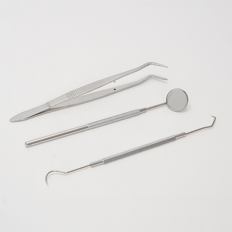 歯科用プローブピンセット三点セットステンレスチタン合金検査ツール角盤曲げ盤三点セット器械