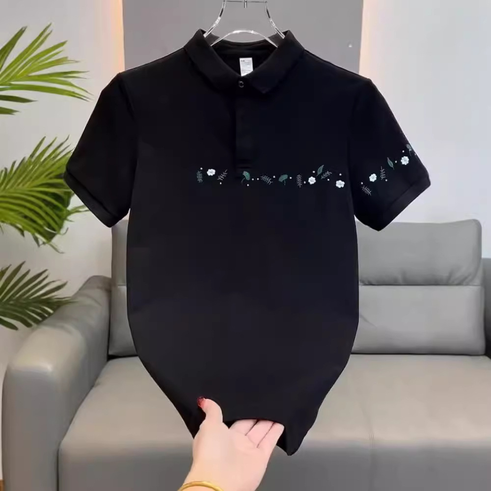 2024 nuevo polo estampado de alta gama camiseta de manga corta de moda para hombres verano nuevo estilo negocios solapa casual