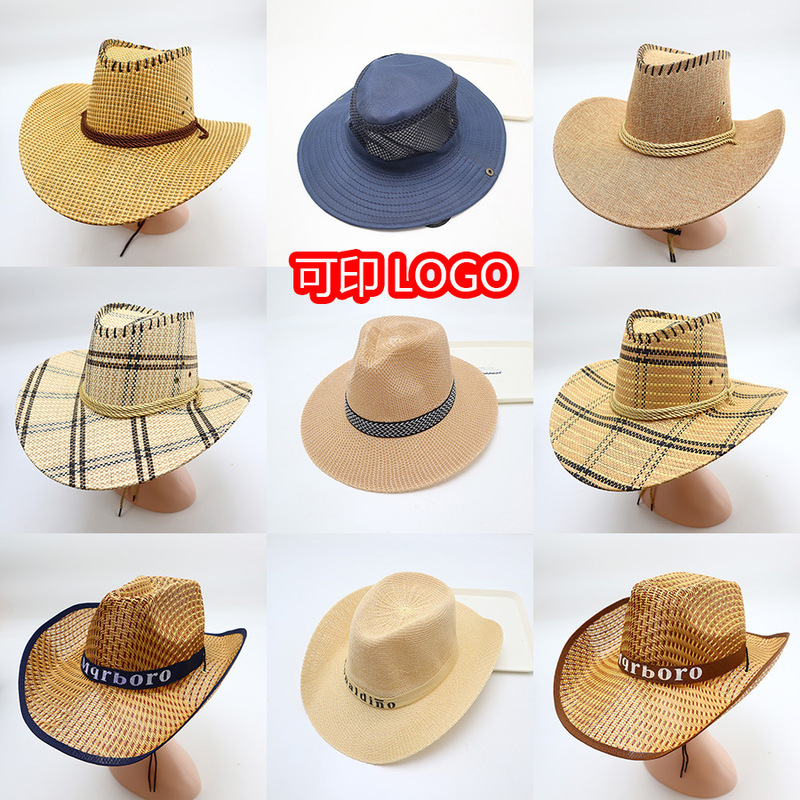 Summer Men's Straw Hat Sun Protection Large Brim Sun Hat Outdoor Cowboy Hat Men's Sun Protection Hat Wholesale