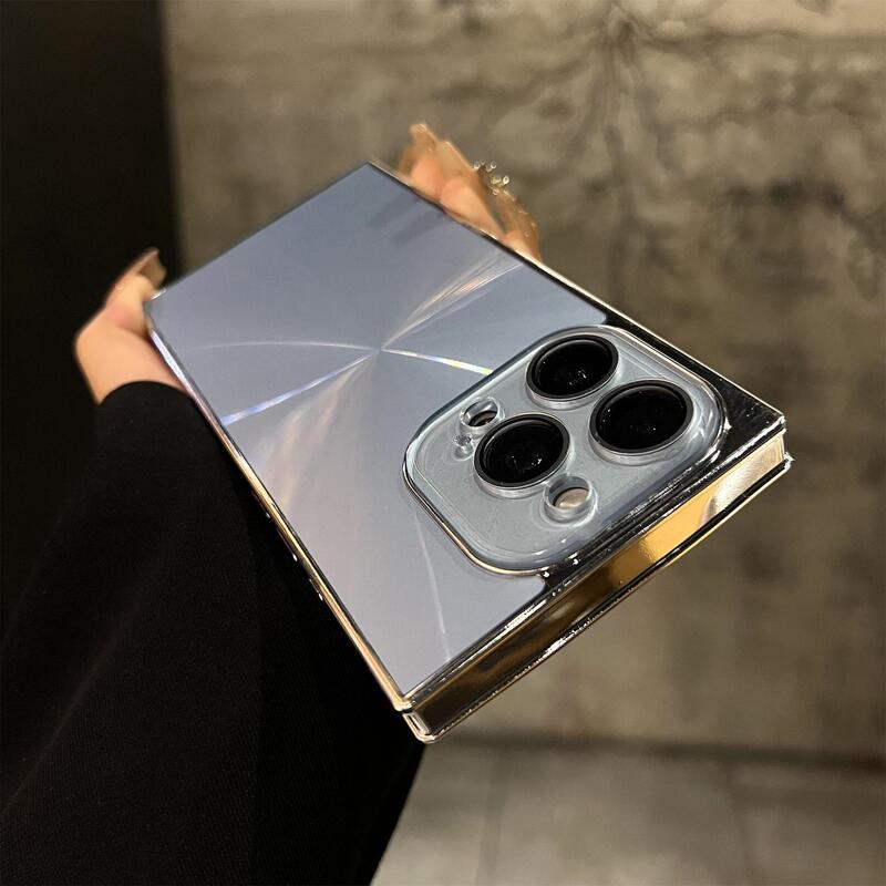 极光电镀方形壳适用苹果iphone16promax手机壳新款镜头支架防摔壳|undefined