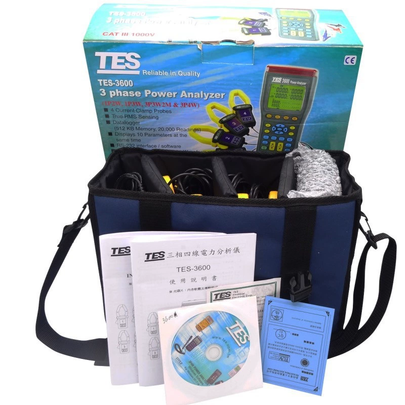 Тайвань Тайши трехфазный анализатор мощности TES-3600N плоскозажим гармонический анализатор качества электроэнергии